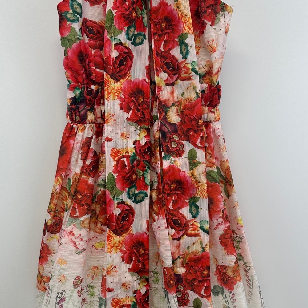 EB Luxe Los Angeles Floral Halter Neck Midi Dress Boho Cottagecore S - Picture 9 of 10